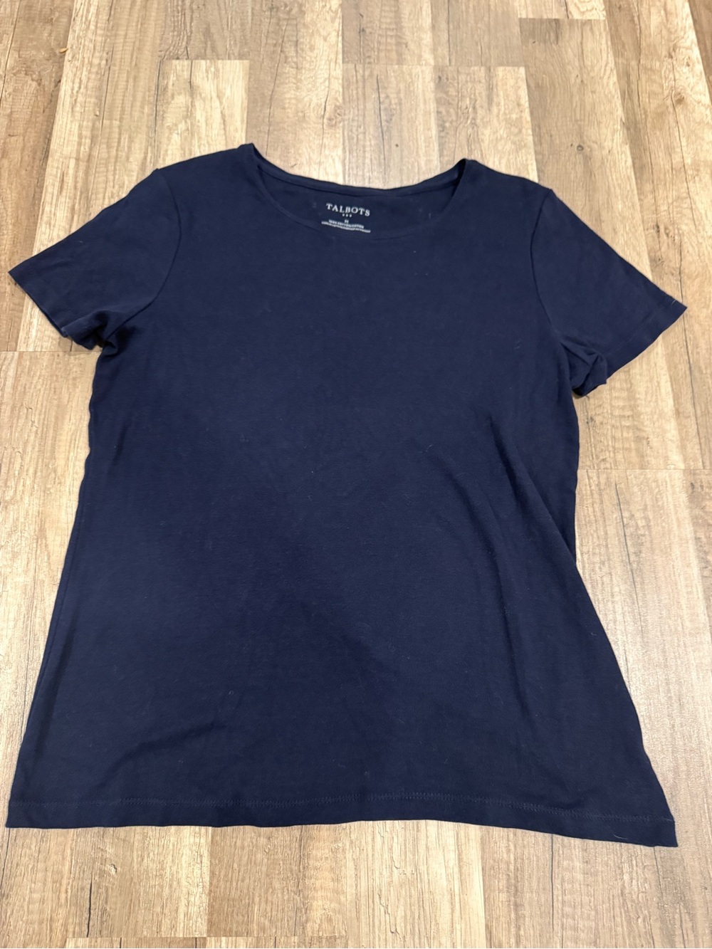 Talbots Navy Short-Sleeve Crewneck Tee - Classic Knit